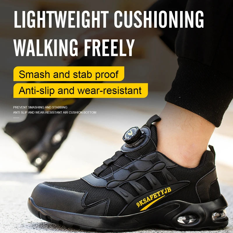 Men's Rotating Button Safety Shoes Steel Toe Work Sneakers