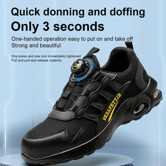 Men's Rotating Button Safety Shoes Steel Toe Work Sneakers