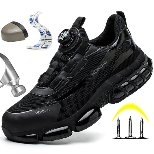 Rotating Button Men Safety Shoes Protective Sneakers